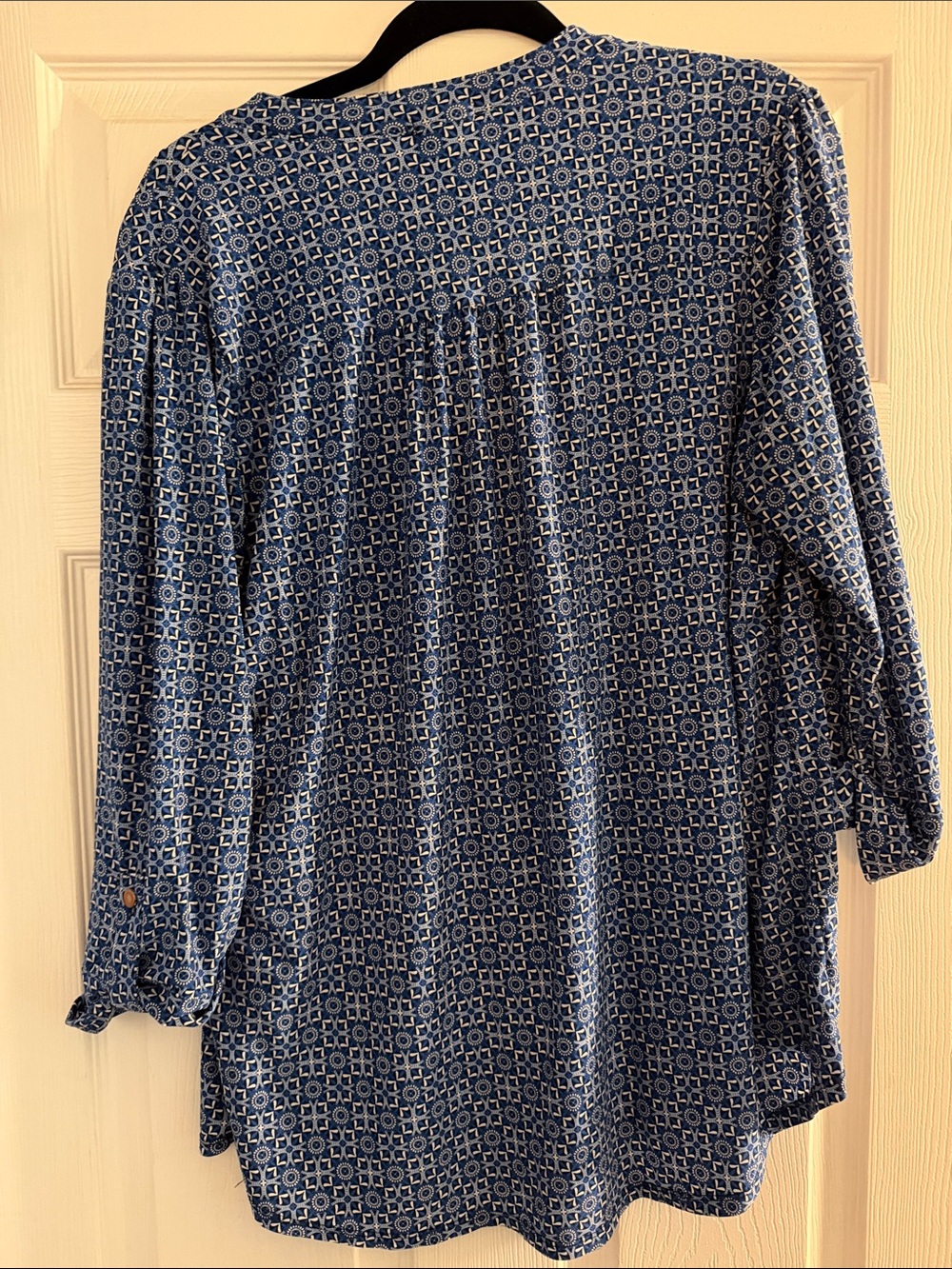 Westport Navy Geometric Henley Tunic with Buttons - Picture 5 of 5